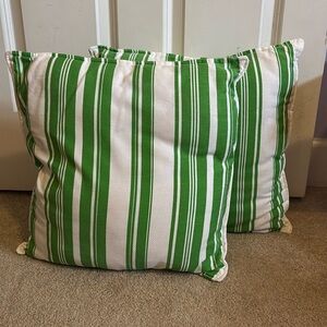 Set of 2 Green Striped Patio Pillows